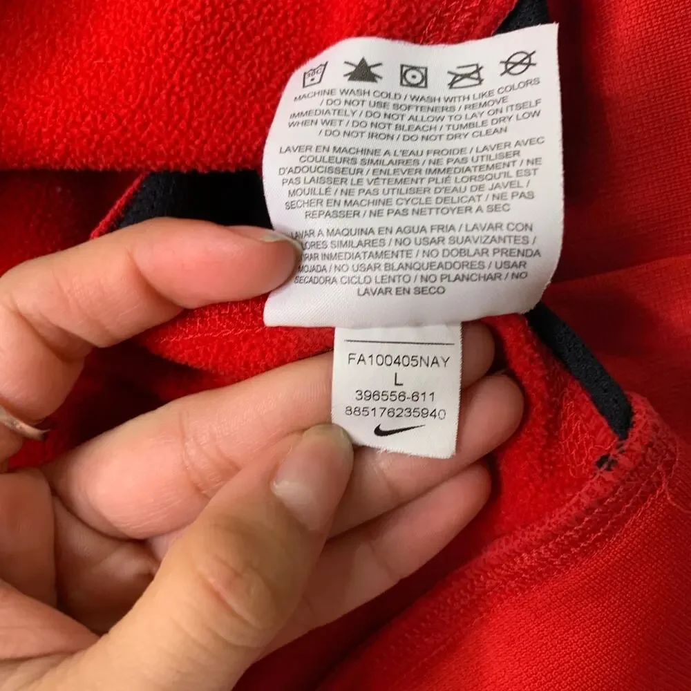 Nike Sweatshirt Men Large Red Therma Fit Pullover Training Hoodie Fleece Workout